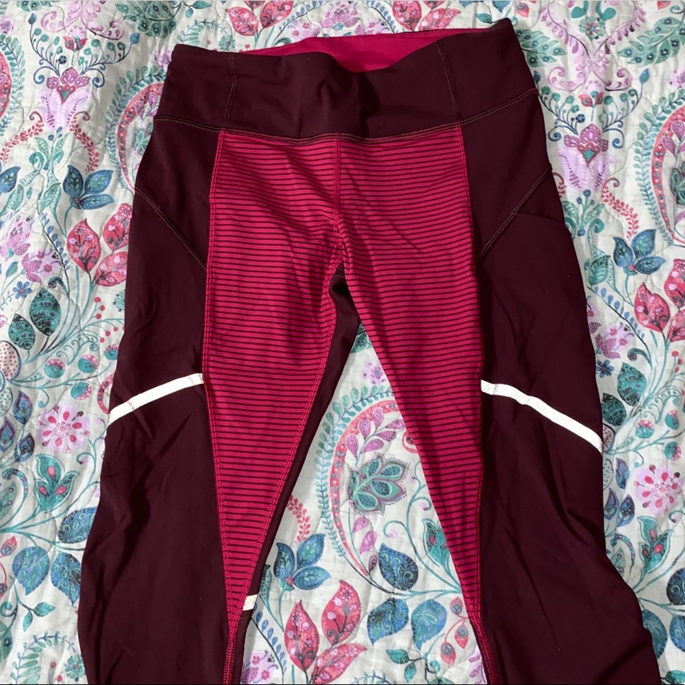 Lululemon tights leggings 6 like new pink / maroon
